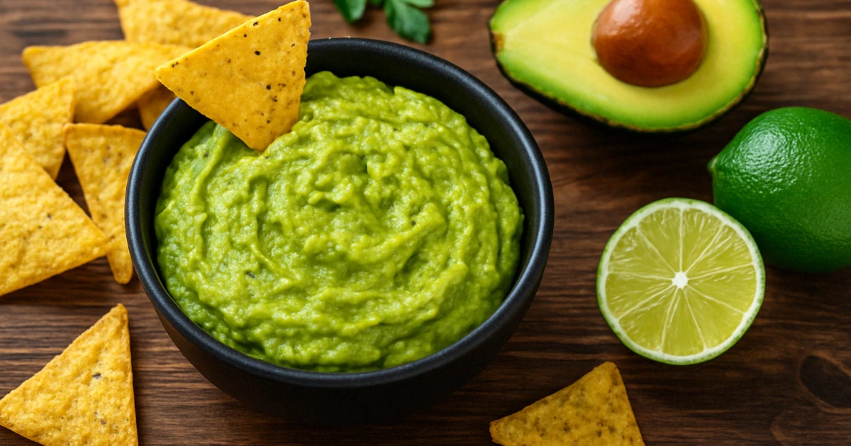 Guacamole auf einem Tisch angerichtet