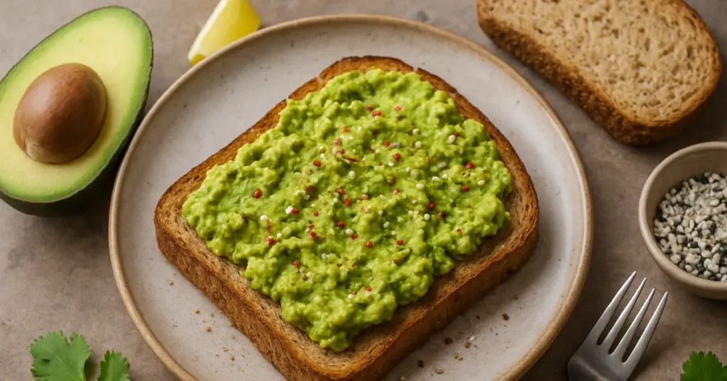 Toast mit Avocado auf einem Teller